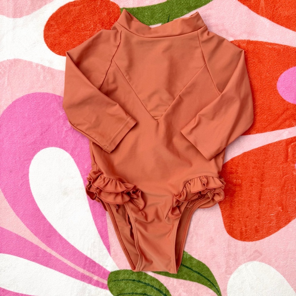 Jack by BB Dakota Rust Orange Long Sleeve Swimsuit